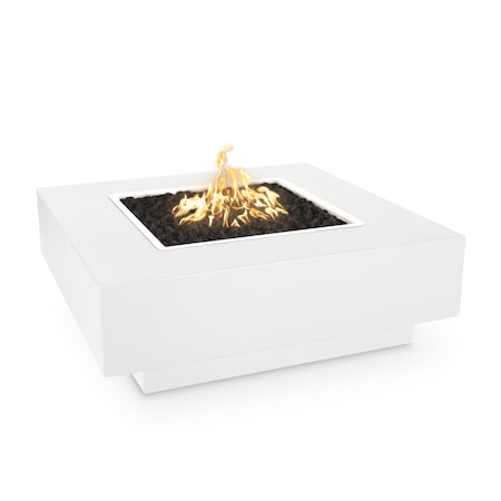 The Outdoor Plus 36 Square Cabo Fire Pit - Powder Coated Metal - White - Match Lit - Liquid Propane OPT-CBSQ36PC-WHT-LP